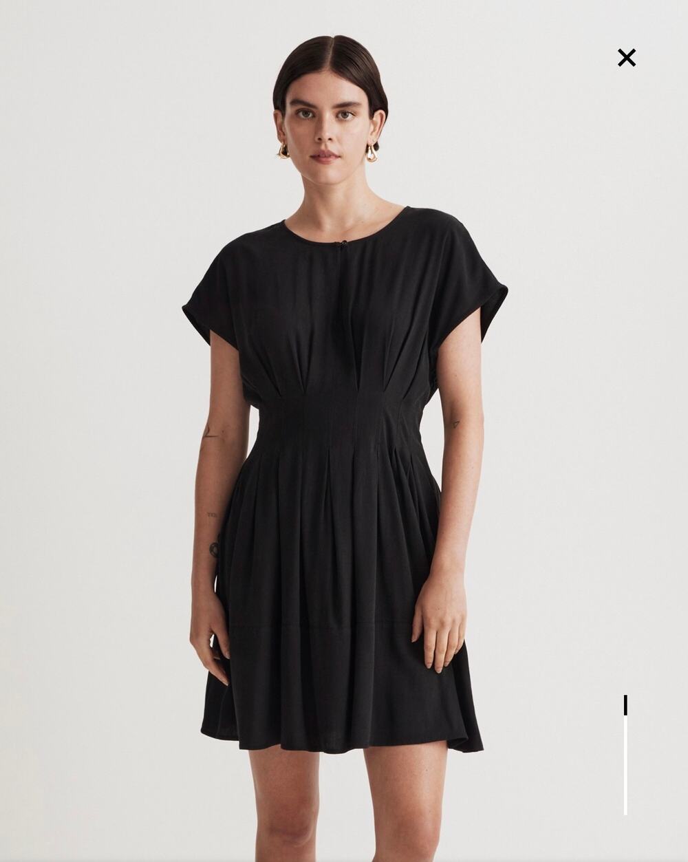 New Madewell The Lucie Pleated Mini Dress in True Black Women's Size 8